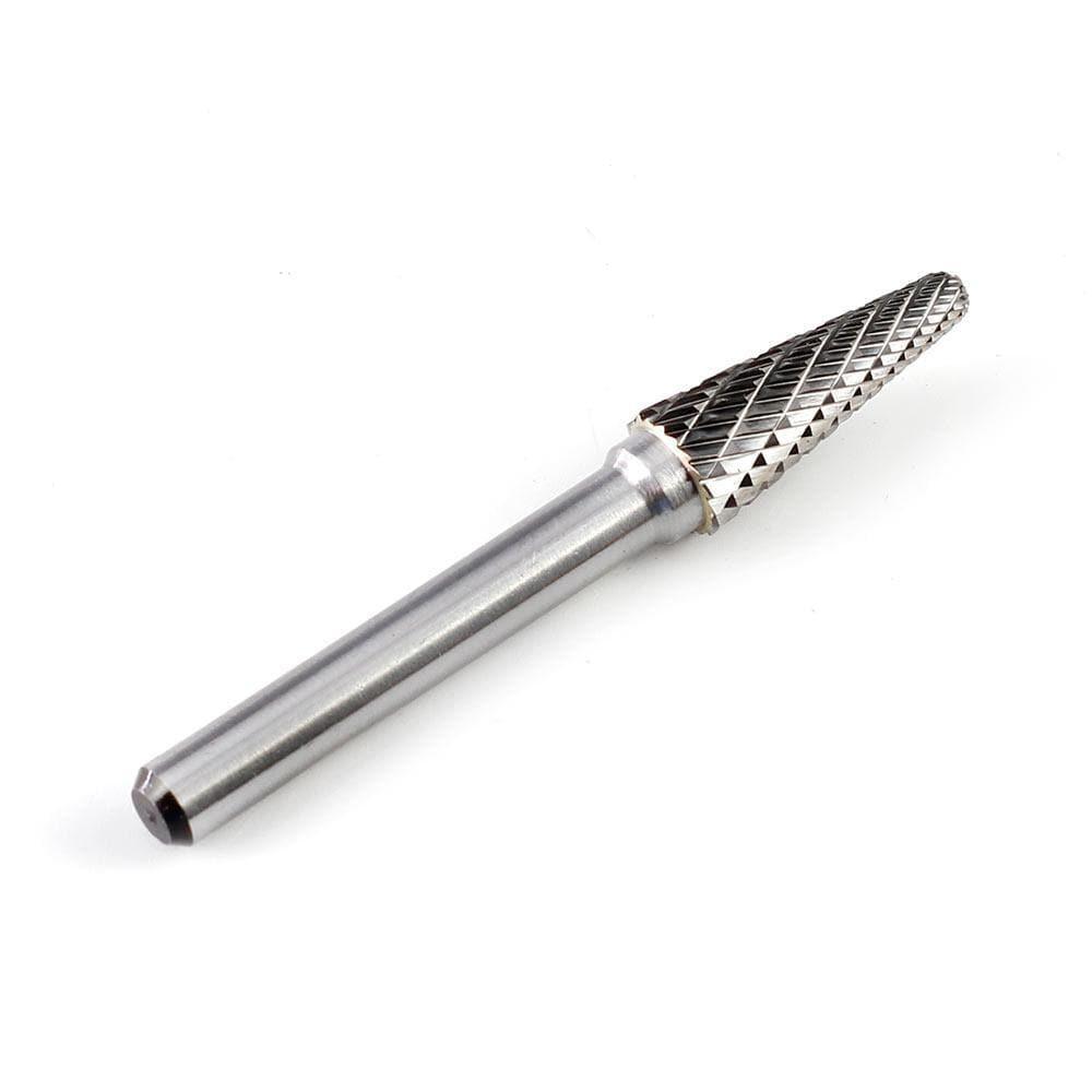 Carbide Burr SL-3 Cone Radius End OMNI Range Head D 3/8 x 1L, 1/4 Shank, 2-13/16 Inch Full Length - FindBuyTool