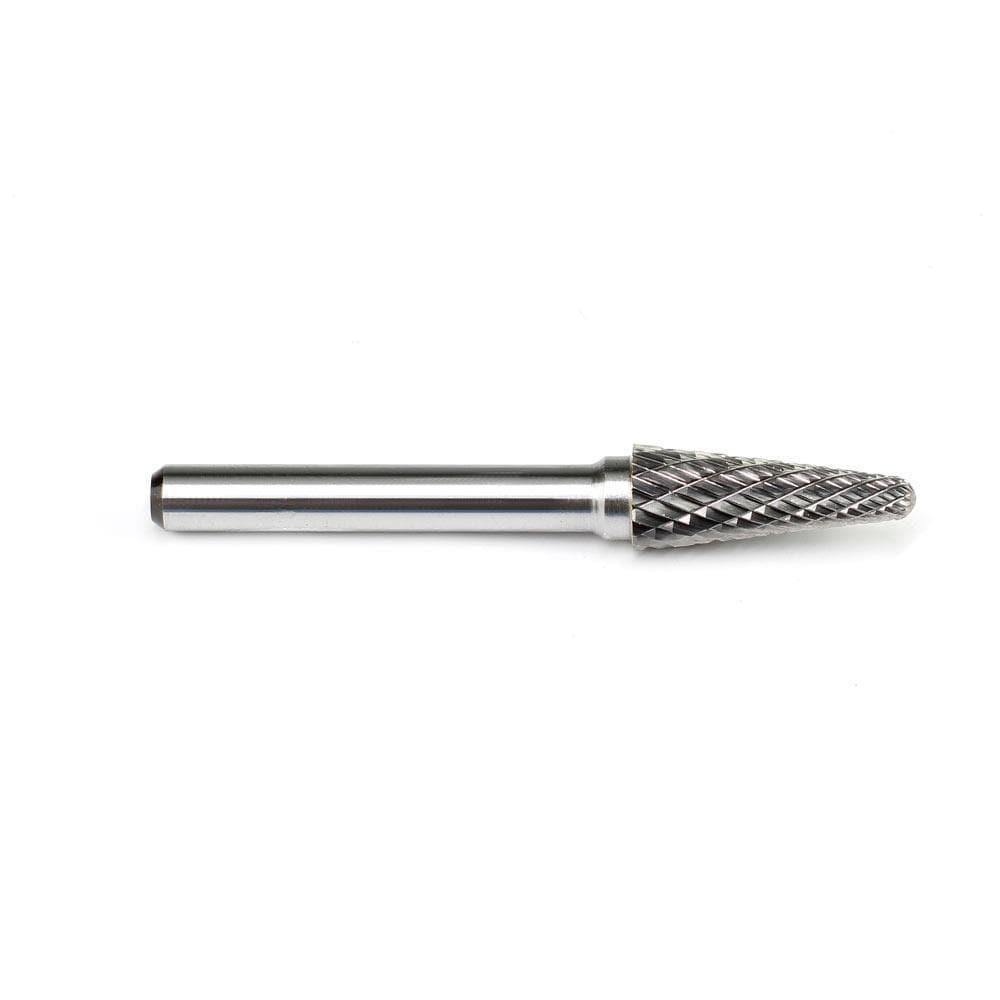 Carbide Burr SL-3 Cone Radius End OMNI Range Head D 3/8 x 1L, 1/4 Shank, 2-13/16 Inch Full Length - FindBuyTool