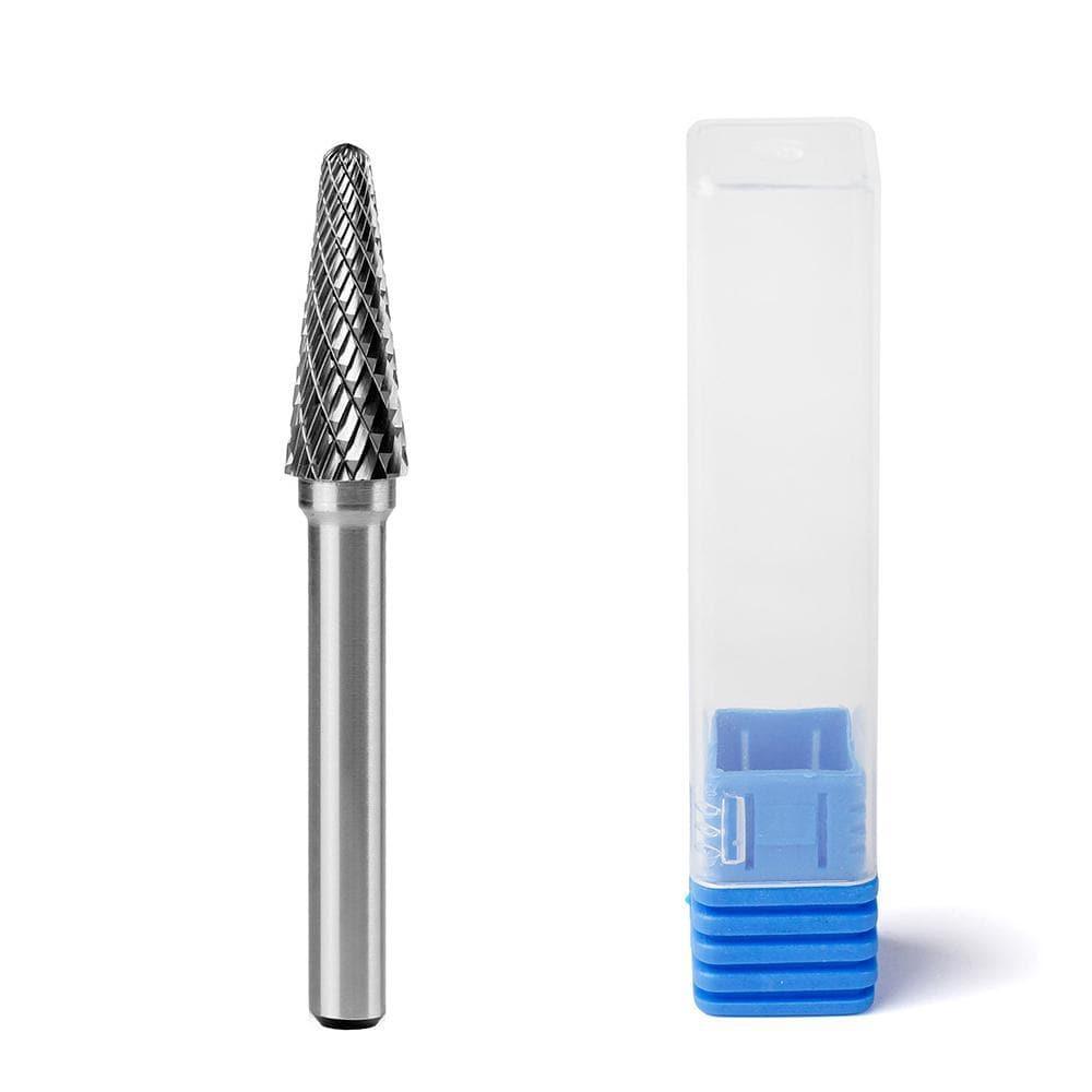 Carbide Burr SL-3 Cone Radius End OMNI Range Head D 3/8 x 1L, 1/4 Shank, 2-13/16 Inch Full Length - FindBuyTool