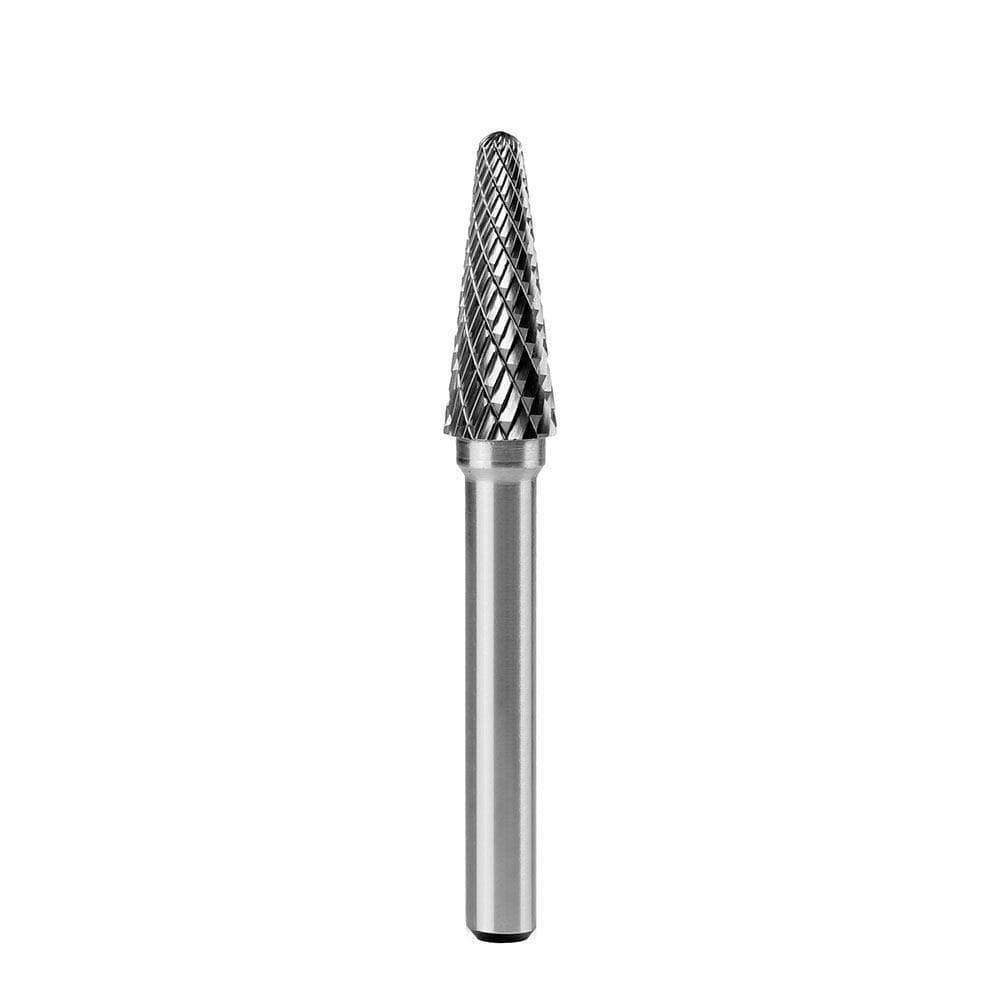 Carbide Burr SL-3 Cone Radius End OMNI Range Head D 3/8 x 1L, 1/4 Shank, 2-13/16 Inch Full Length - FindBuyTool