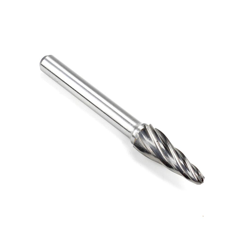 Carbide Burr SL-3NF Cone Radius End ALUMIN Range Head D 3/8 x 1L, 1/4 Shank, 2-13/16 Inch Full Length - FindBuyTool