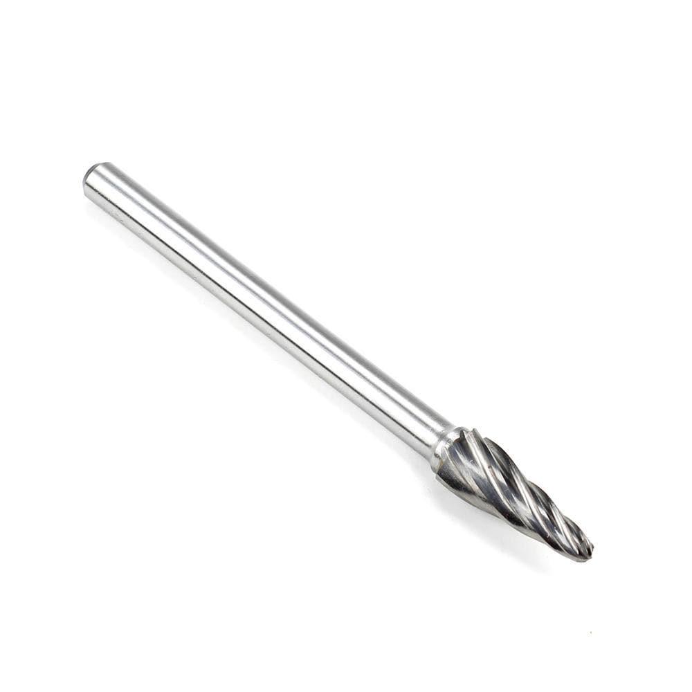 Carbide Burr SL-3NFL4 Cone Radius End ALUMIN Range Head D 3/8 x 1L, 1/4 Shank, 4-1/3 Inch Full Length - FindBuyTool