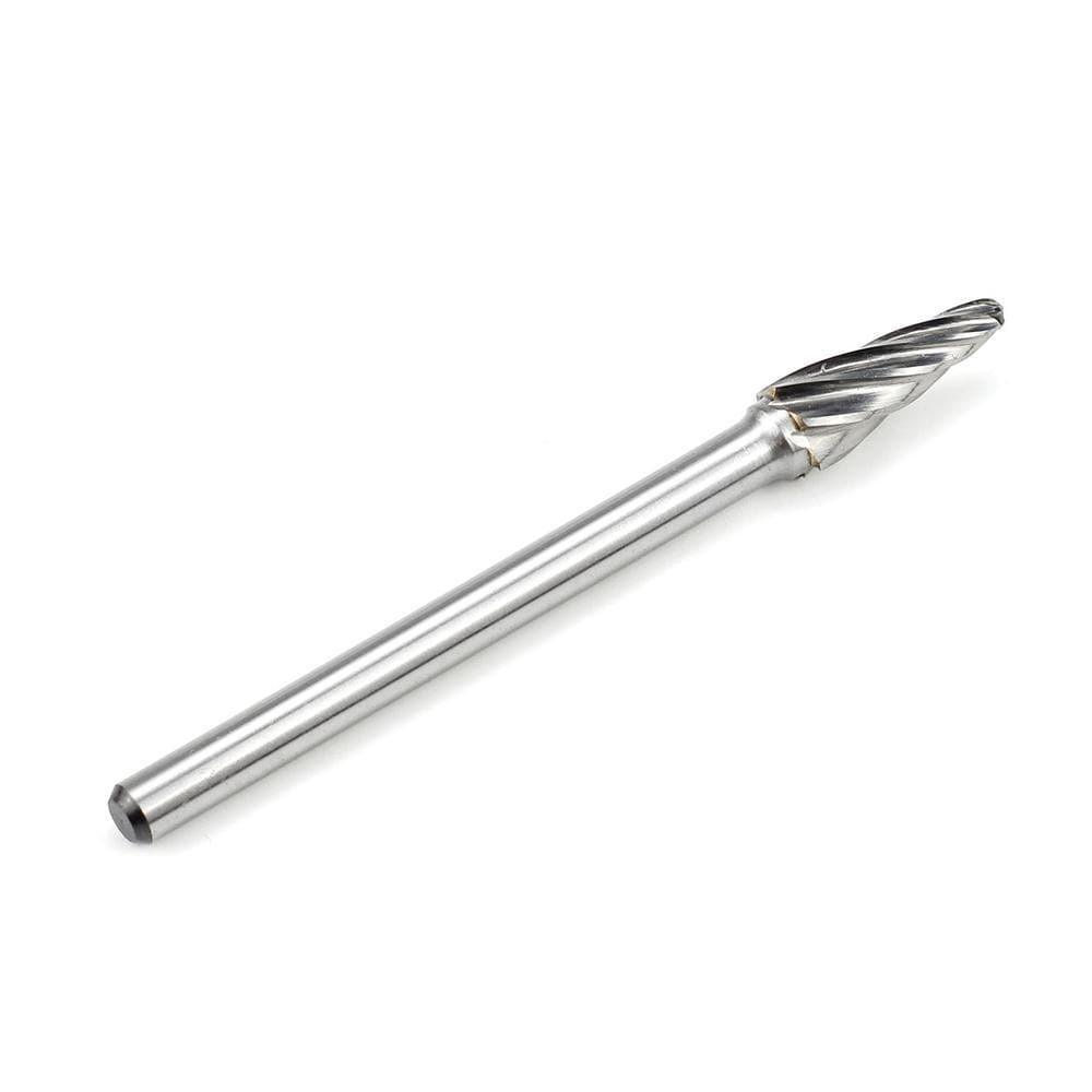 Carbide Burr SL-3NFL4 Cone Radius End ALUMIN Range Head D 3/8 x 1L, 1/4 Shank, 4-1/3 Inch Full Length - FindBuyTool
