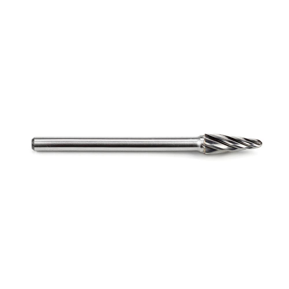 Carbide Burr SL-3NFL4 Cone Radius End ALUMIN Range Head D 3/8 x 1L, 1/4 Shank, 4-1/3 Inch Full Length - FindBuyTool