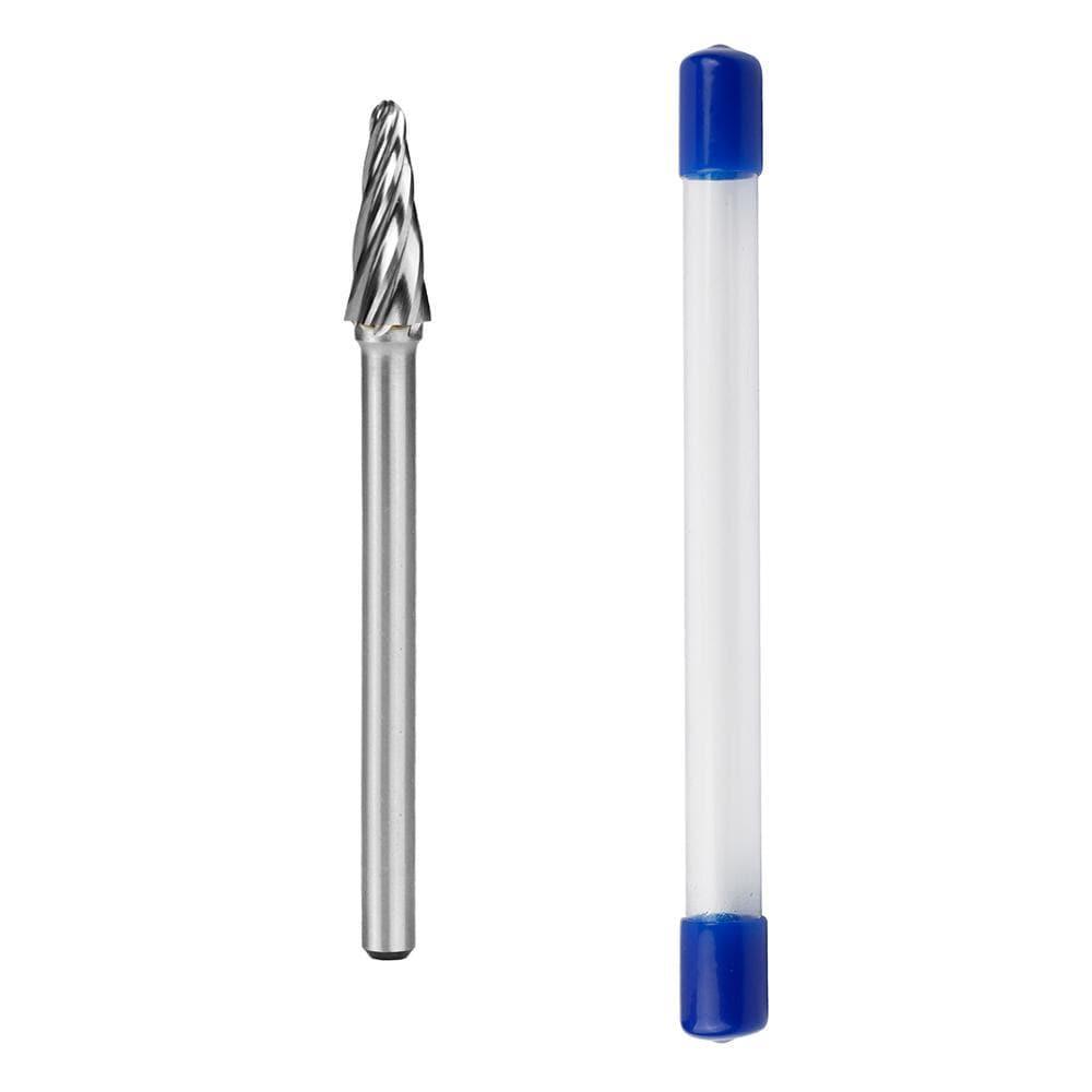 Carbide Burr SL-3NFL4 Cone Radius End ALUMIN Range Head D 3/8 x 1L, 1/4 Shank, 4-1/3 Inch Full Length - FindBuyTool