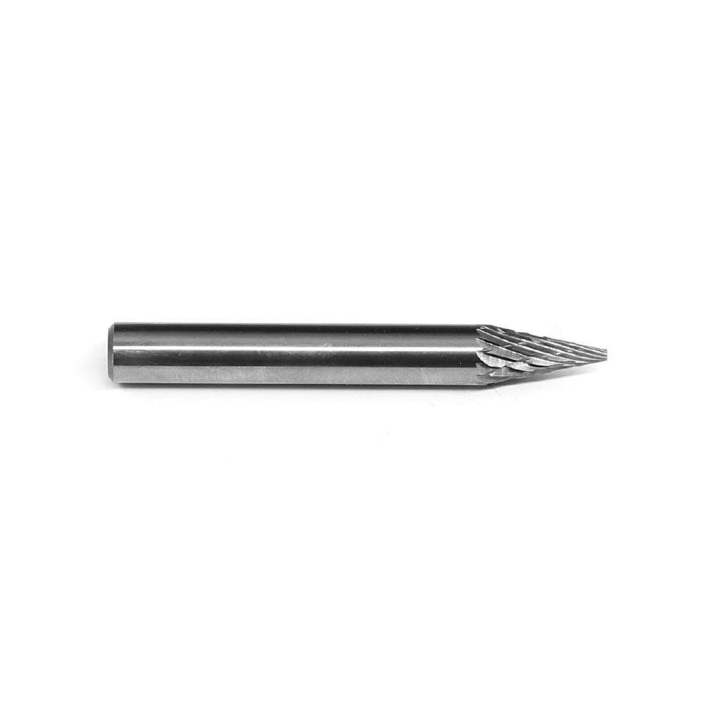 Carbide Burr SM-1 Cone Pointed Shape OMNI Range Head D 1/4 x 1/2L, 1/4 Shank, 2 Inch Full Length - FindBuyTool