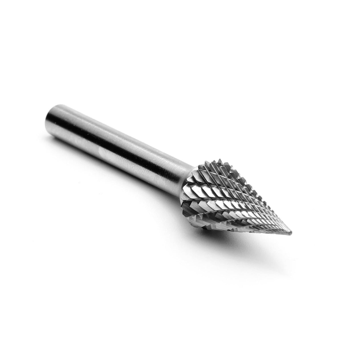Carbide Burr SM-5 Cone Pointed Shape OMNI Range Head D 1/2 x 7/8L ,1/4 Shank, 2-3/4 Inch Full Length - FindBuyTool