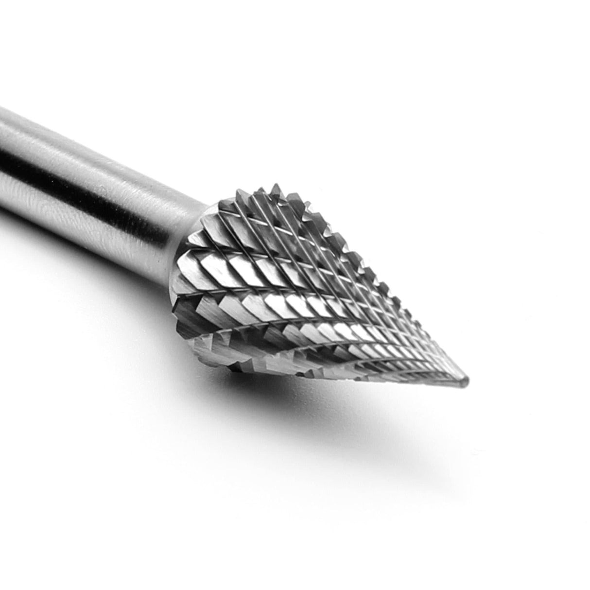 Carbide Burr SM-5 Cone Pointed Shape OMNI Range Head D 1/2 x 7/8L ,1/4 Shank, 2-3/4 Inch Full Length - FindBuyTool