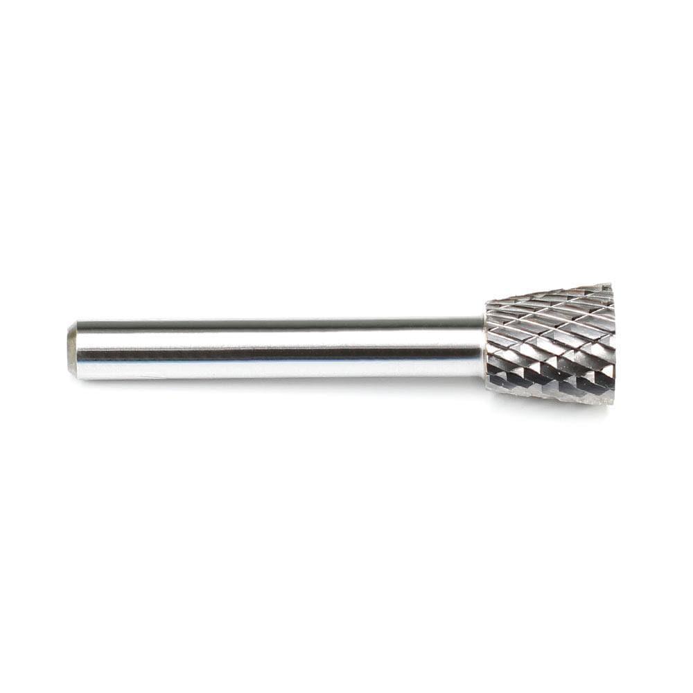 Carbide Burr SN-4 Inverted Cone OMNI Range Head D 1/2 x 1/2L, 1/4 Shank, 2-1/4 Inch Full Length - FindBuyTool