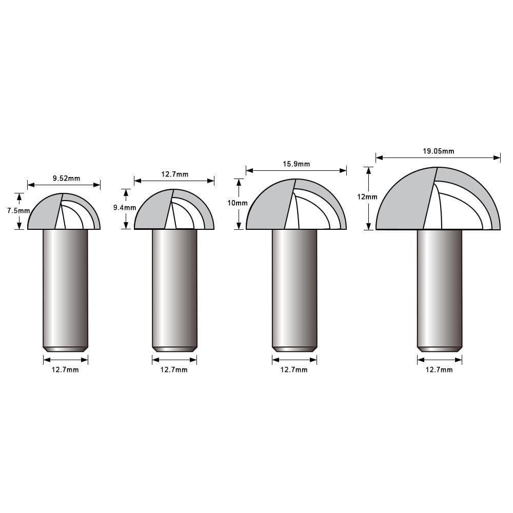 Core Box/Round Nose Router Bit Set, 4 Pieces, 1/4 Inch Shank - FindBuyTool