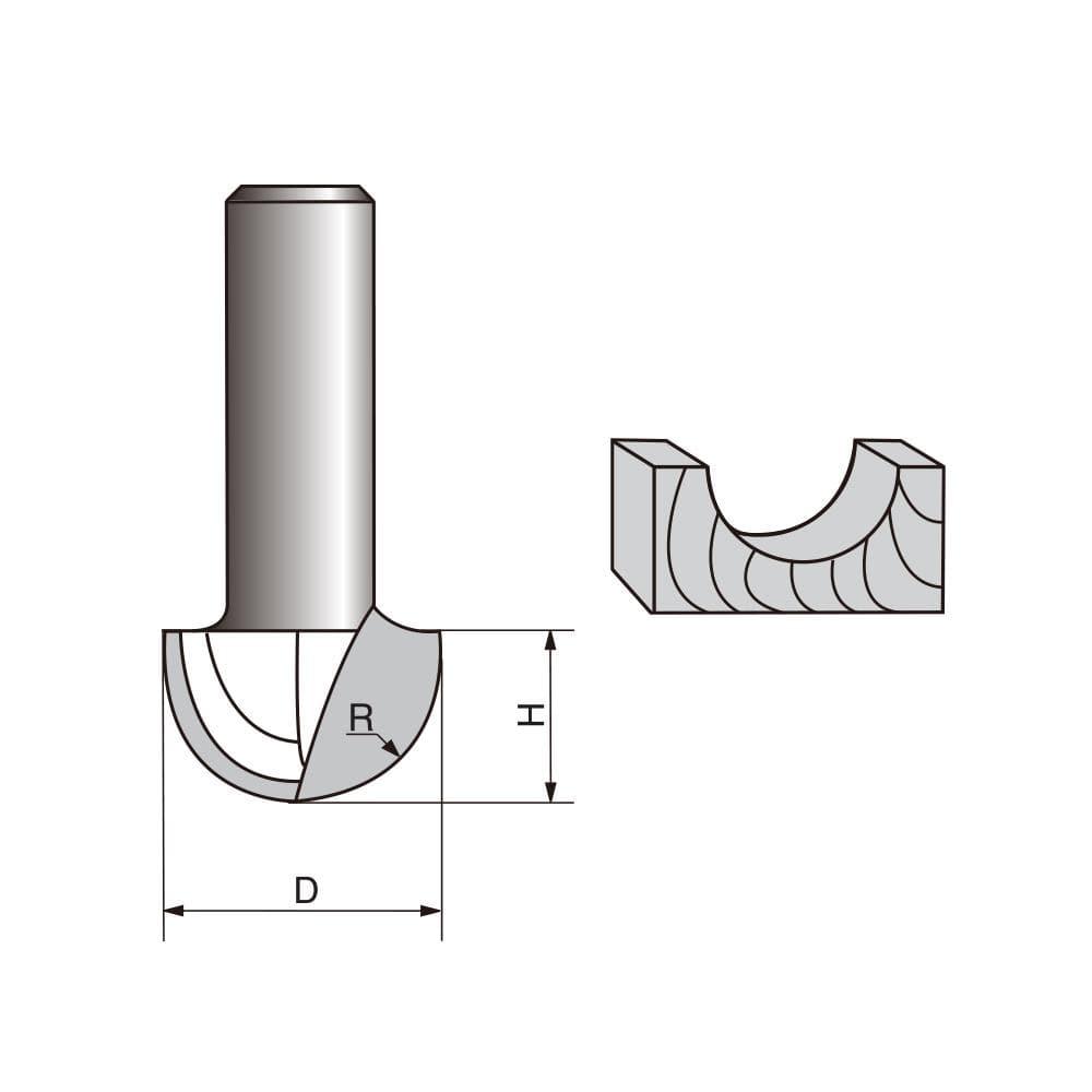 Core Box/Round Nose Router Bit Set, 4 Pieces, 1/4 Inch Shank - FindBuyTool
