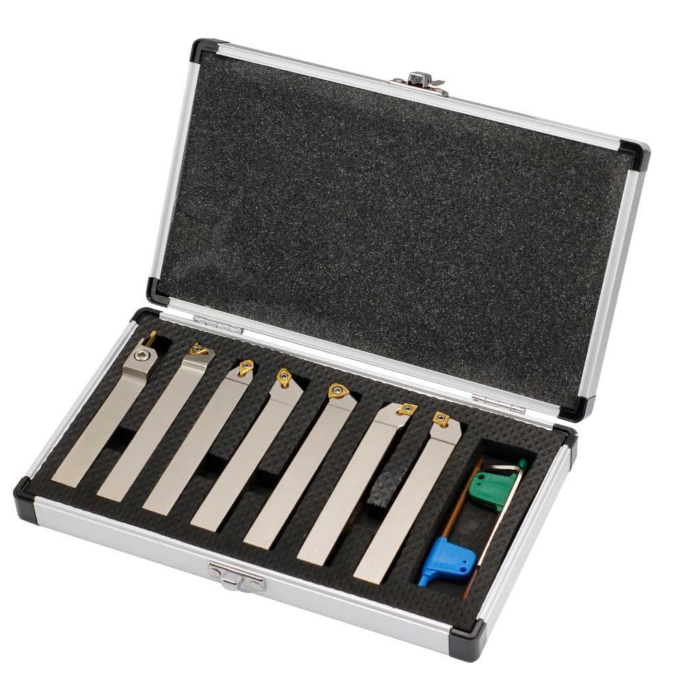 Indexable Lathe Tool Set for Turning, Parting, Grooving& Threading, 1/2Inch Shank, 7Pcs - FindBuyTool