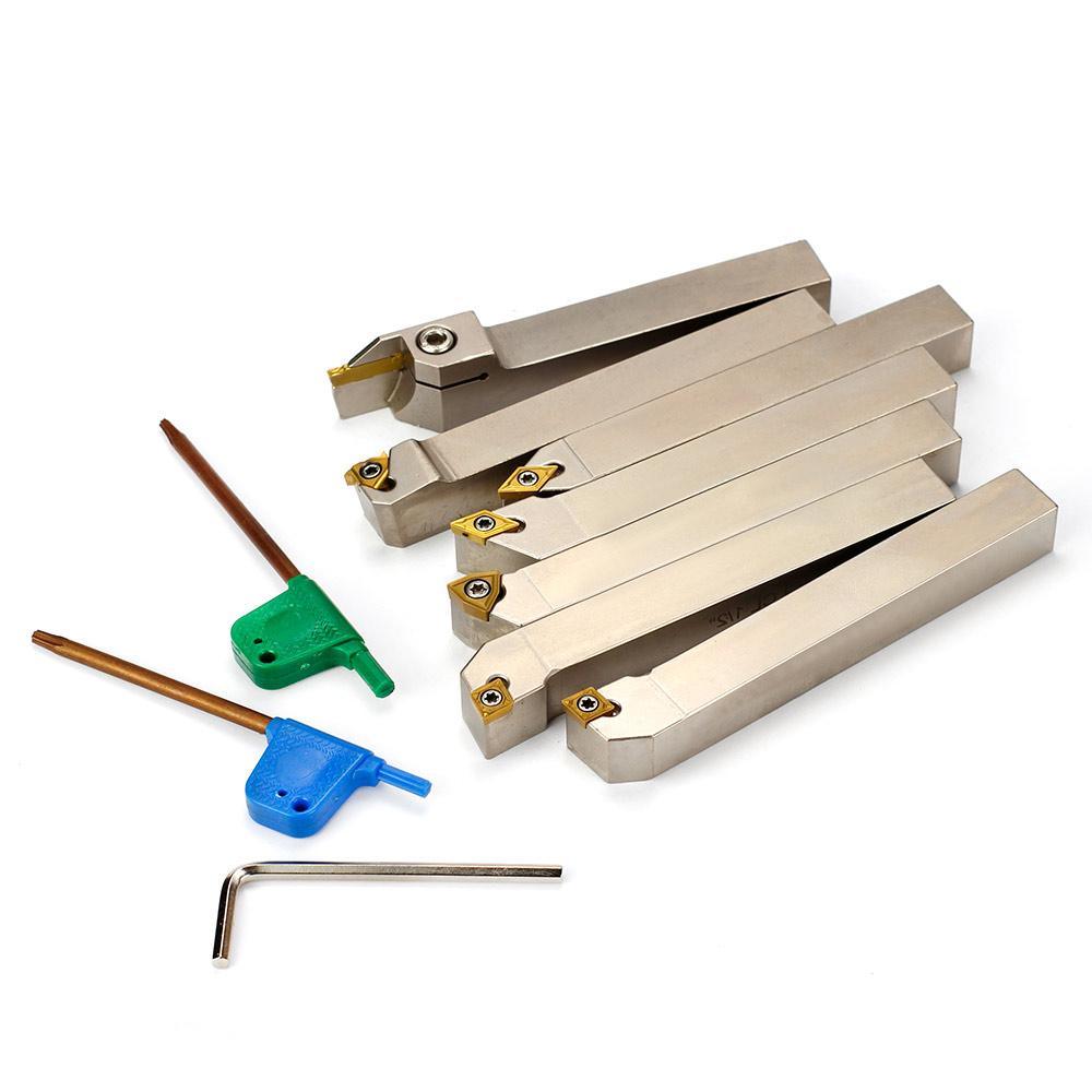 Indexable Lathe Tool Set for Turning, Parting, Grooving& Threading, 1/2Inch Shank, 7Pcs - FindBuyTool