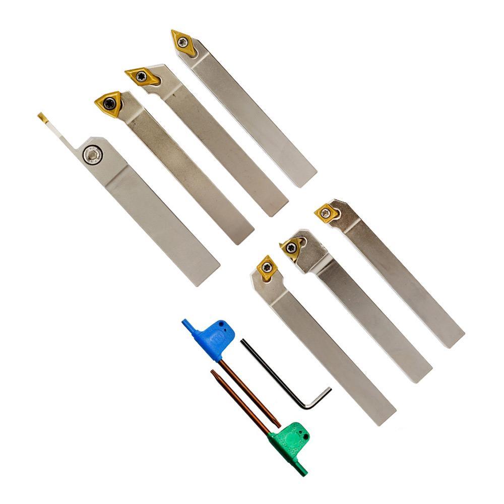 Indexable Lathe Tool Set for Turning, Parting, Grooving& Threading, 1/2Inch Shank, 7Pcs - FindBuyTool