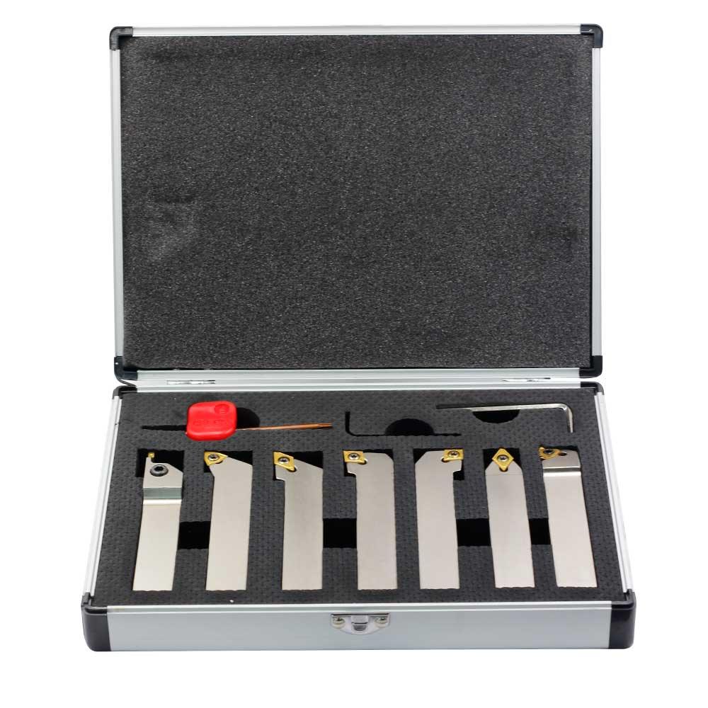 Indexable Lathe Tool Set for Turning, Parting, Grooving& Threading, 3/4Inch Shank, 7Pcs - FindBuyTool