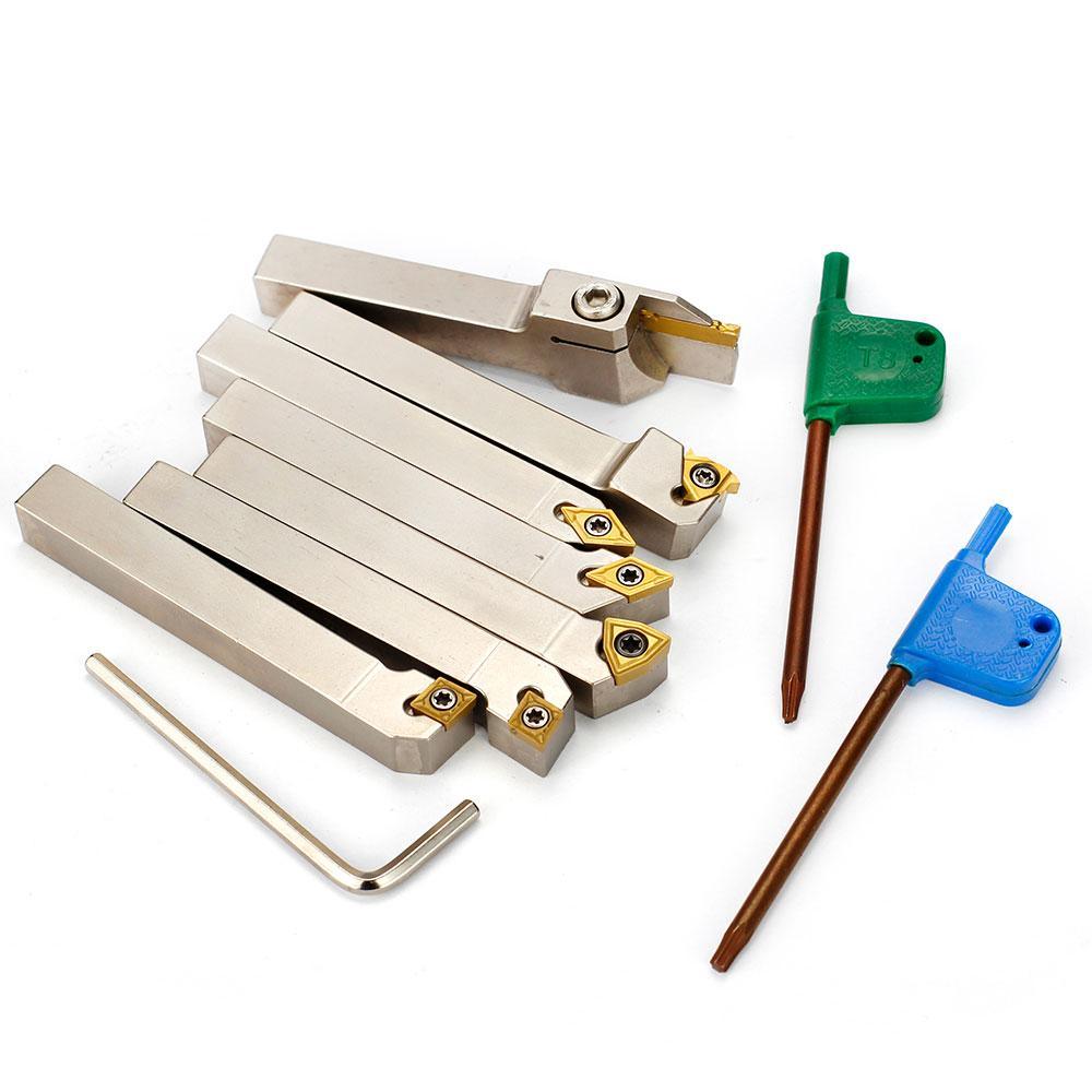 Indexable Lathe Tool Set for Turning, Parting, Grooving& Threading, 3/8Inch Shank, 7Pcs - FindBuyTool