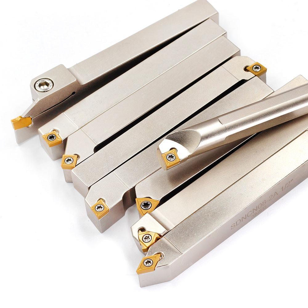 Indexable Lathe Tool Set for Turning, Parting, Grooving, Threading& Boring, 1/2Inch Shank, 9Pcs - FindBuyTool