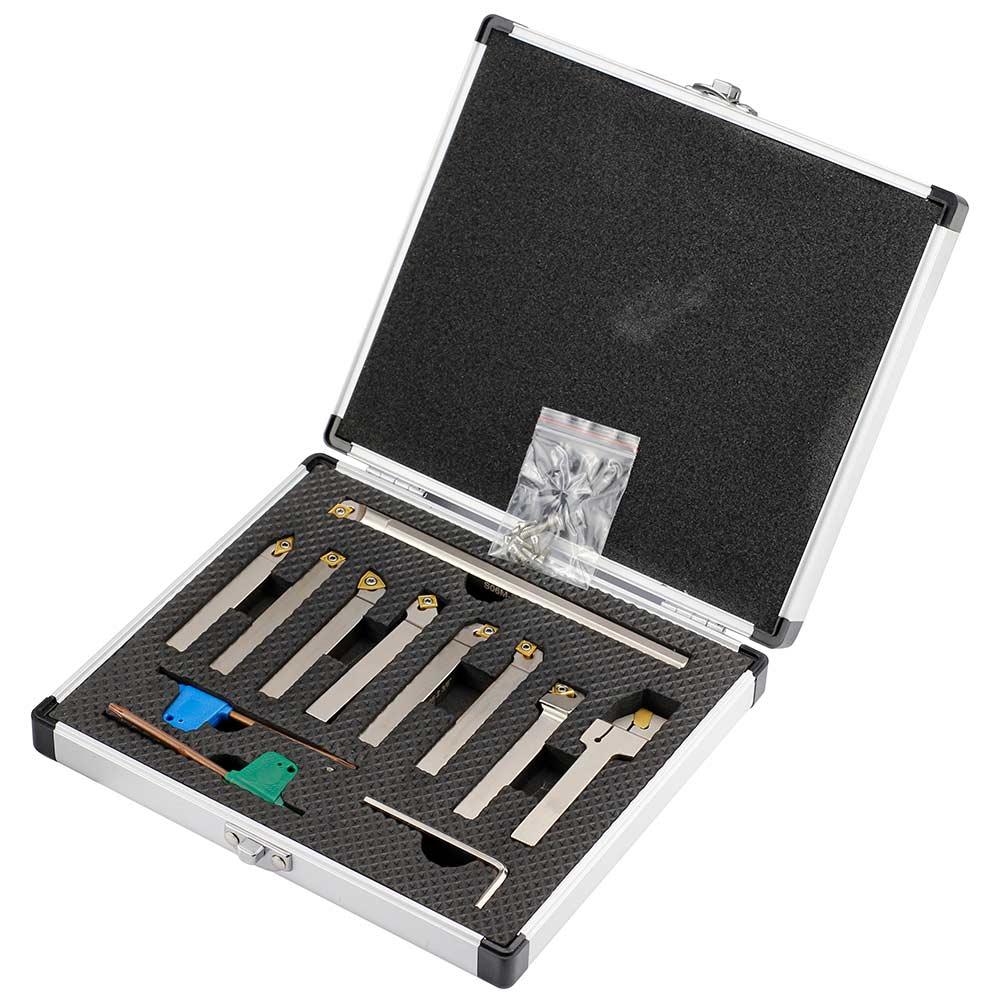 Indexable Lathe Tool 3/8in. Shank Set, 9Pcs, for Turning and Boring - FindBuyTool