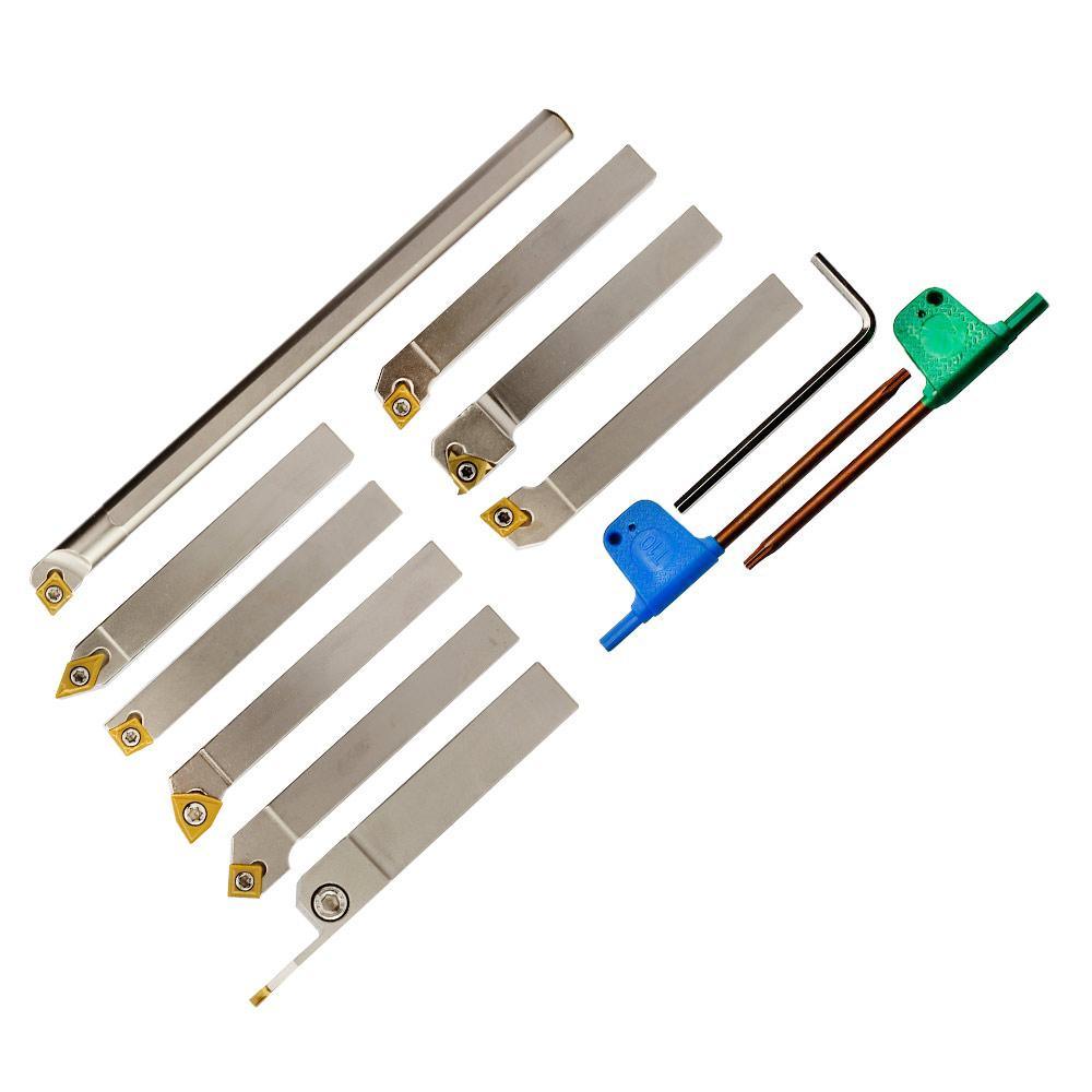 Indexable Lathe Tool 3/8in. Shank Set, 9Pcs, for Turning and Boring - FindBuyTool