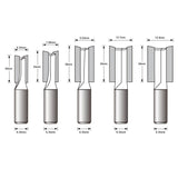 Straight Router Bit Set, 5 Pieces, 1/4 Inch Shank