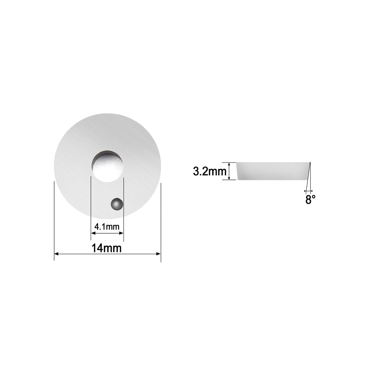 Woodturning Carbide Insert Cutter 14 x 3.2mm-8° Round Shape - FindBuyTool