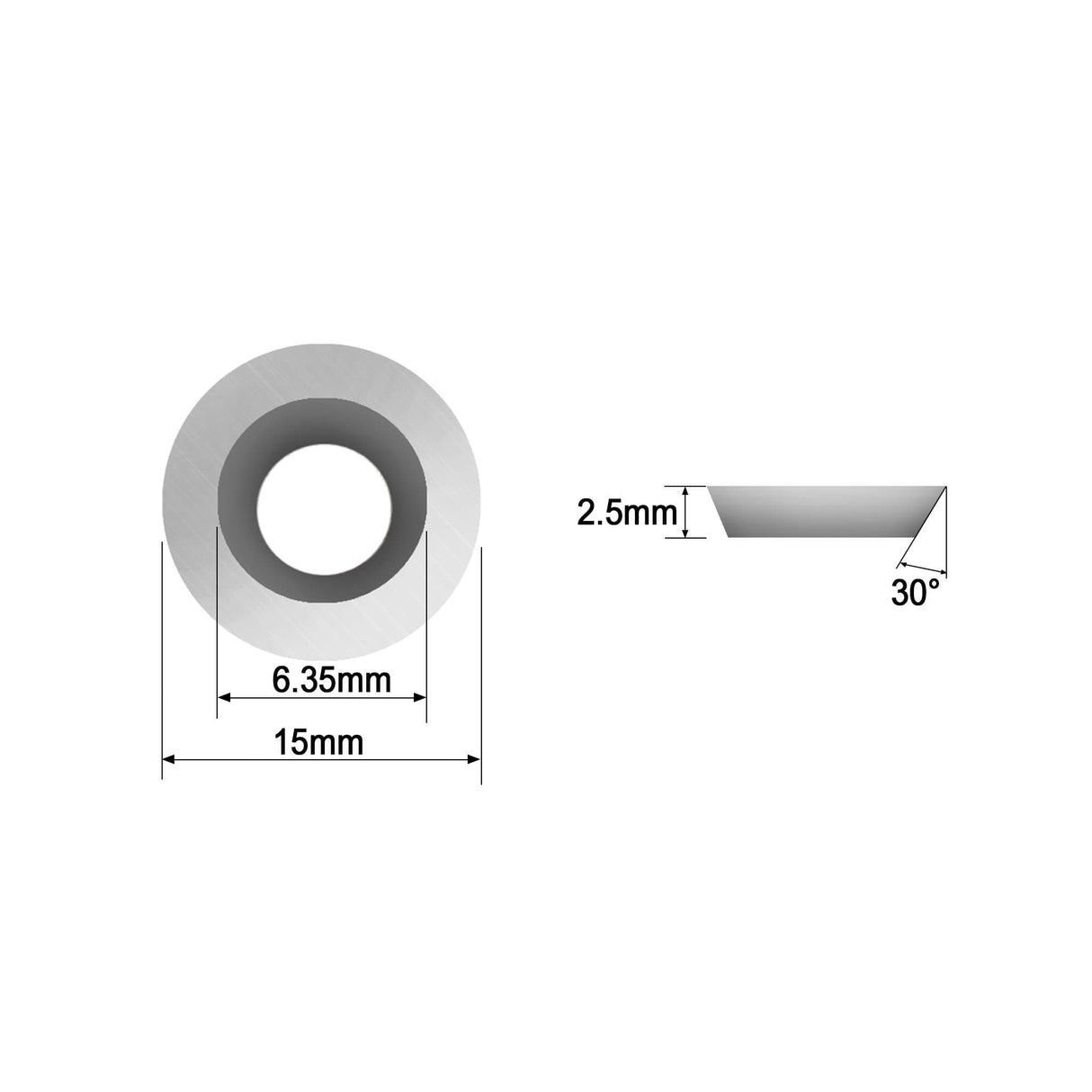 Woodturning Carbide Insert Cutter 15 x 2.5mm-30° Round Shape - FindBuyTool