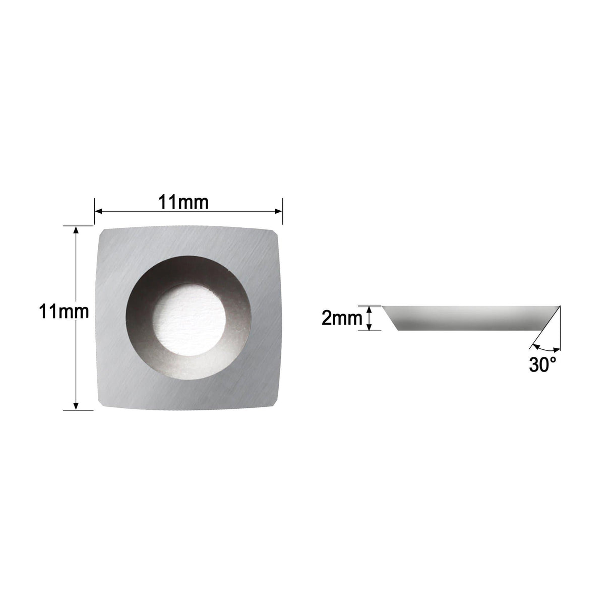 Woodturning Carbide Insert Cutter 11 x 11 x 2mm-30°-R50-4R0.5 Square Radius Shape - FindBuyTool