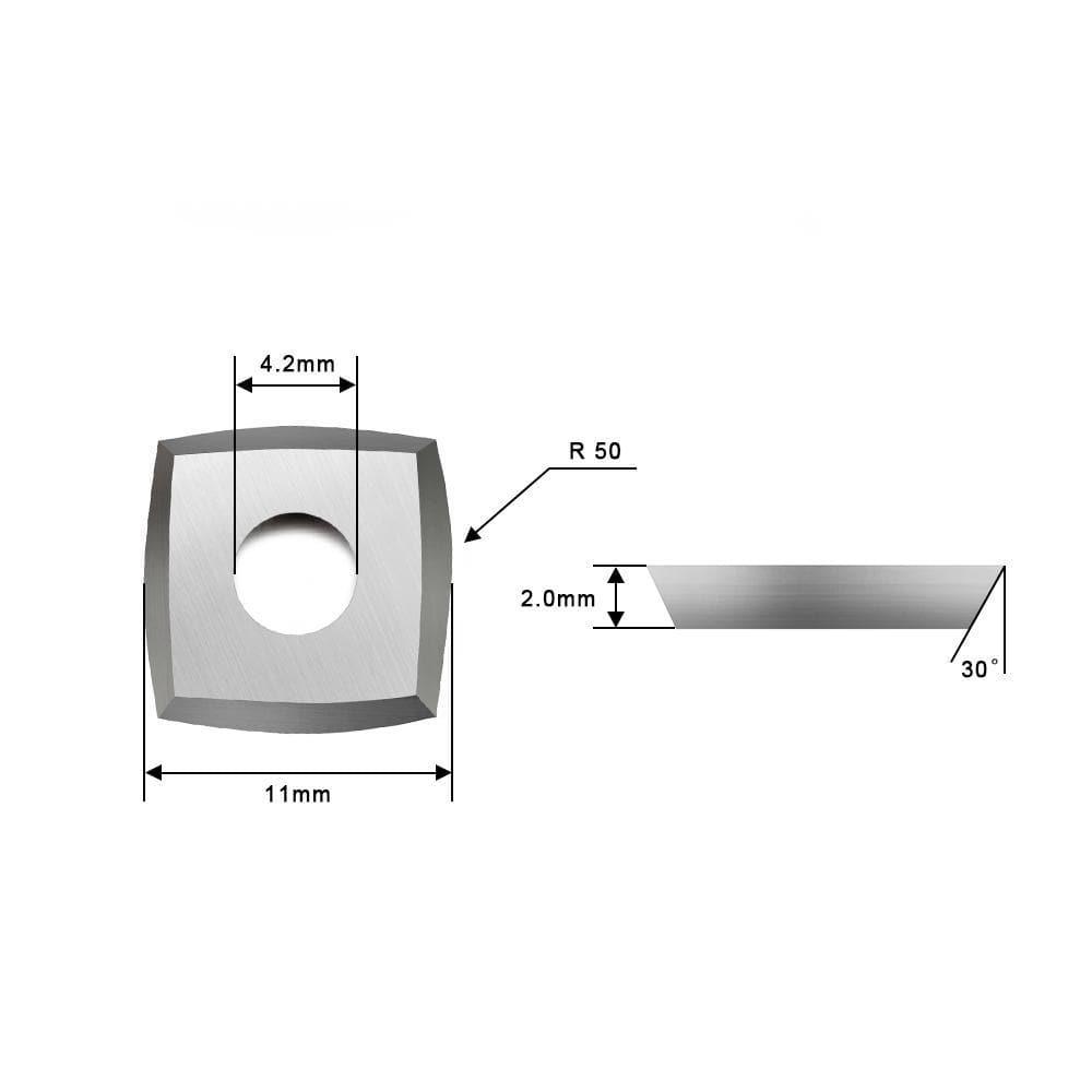 Woodturning Negative Rake Carbide Insert Cutter 11x11x2.0mm R2 for EWT Roughers - FindBuyTool