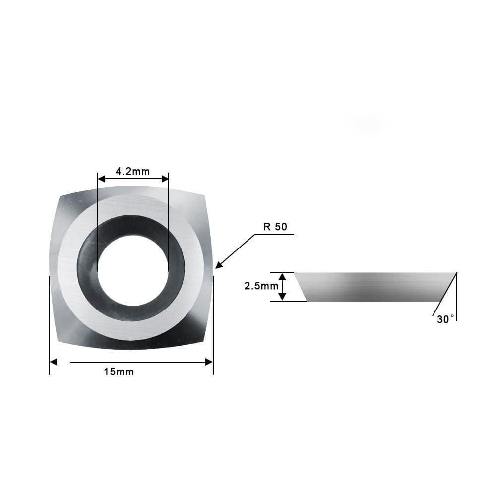 Woodturning Negative Rake Carbide Insert Cutter 15x15x2.5mm R2 for EWT Roughers - FindBuyTool