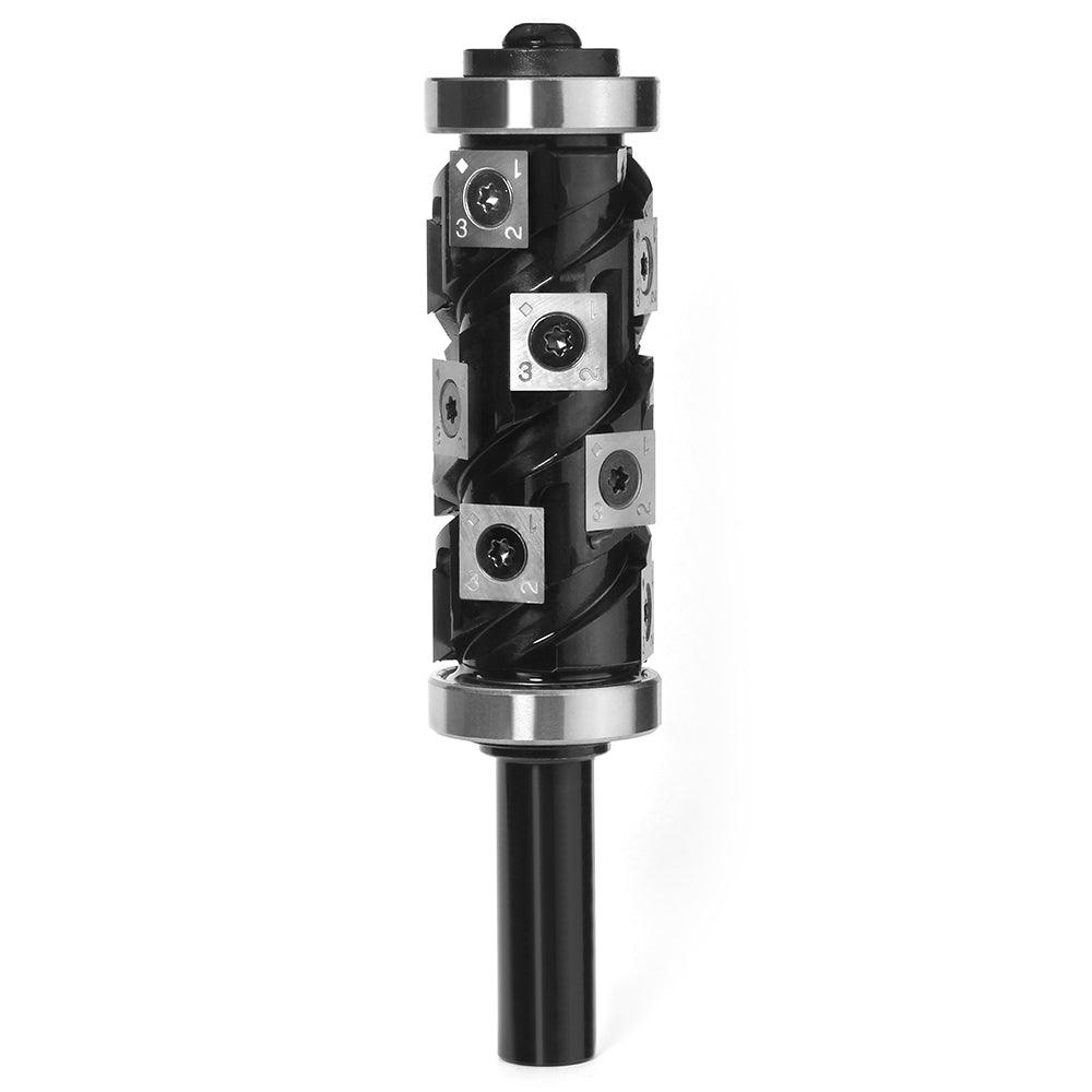 Spiral Flush Trim Router Bit with 14 Carbide Inserts, Double Bearing - FindBuyTool