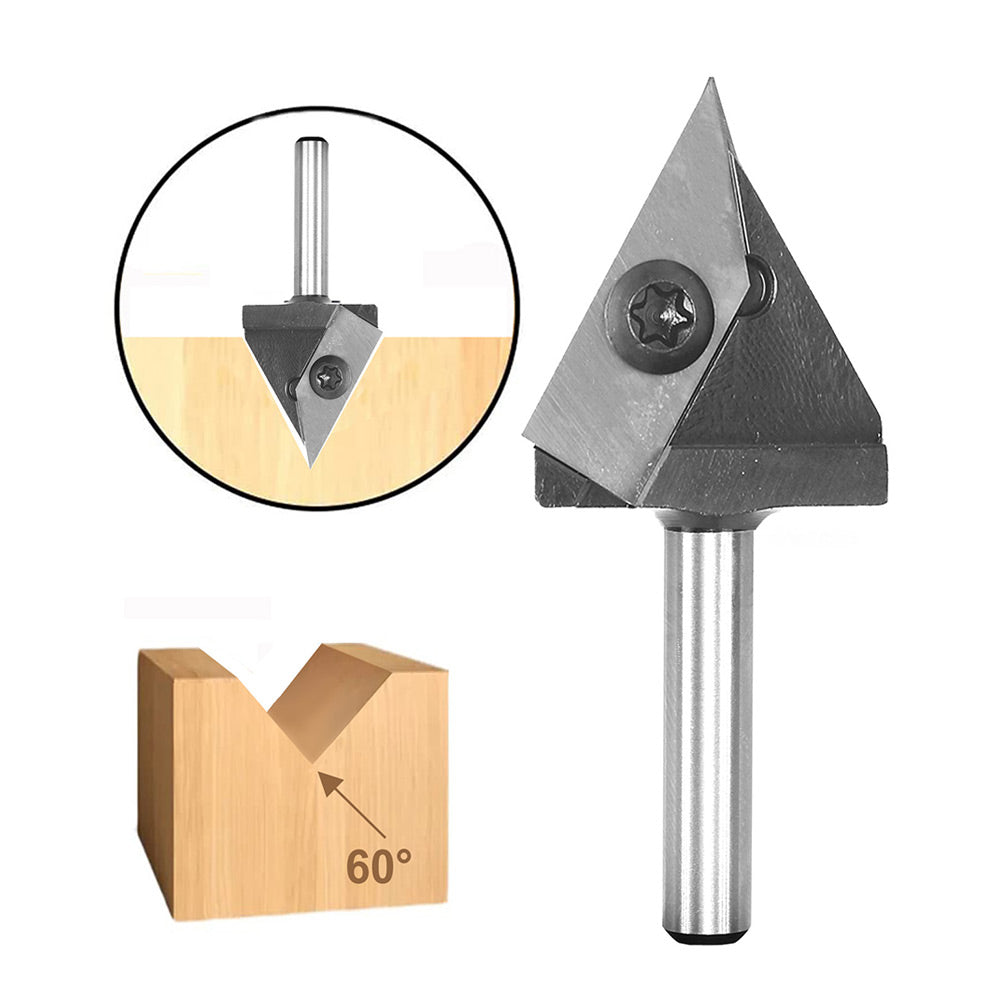 45 & 60 V Groove Router Bit with Carbide Insert