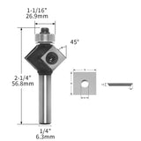 Chamfer 45 Degree Router Bit with Carbide Inserts