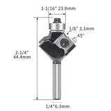 Bit de routeur rond d'angle pour la coupe de bord avec des inserts en carbure