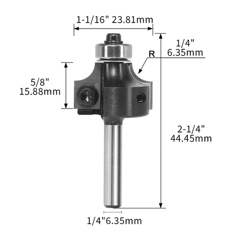 Bit routeur rond d'angle avec insert en carbure
