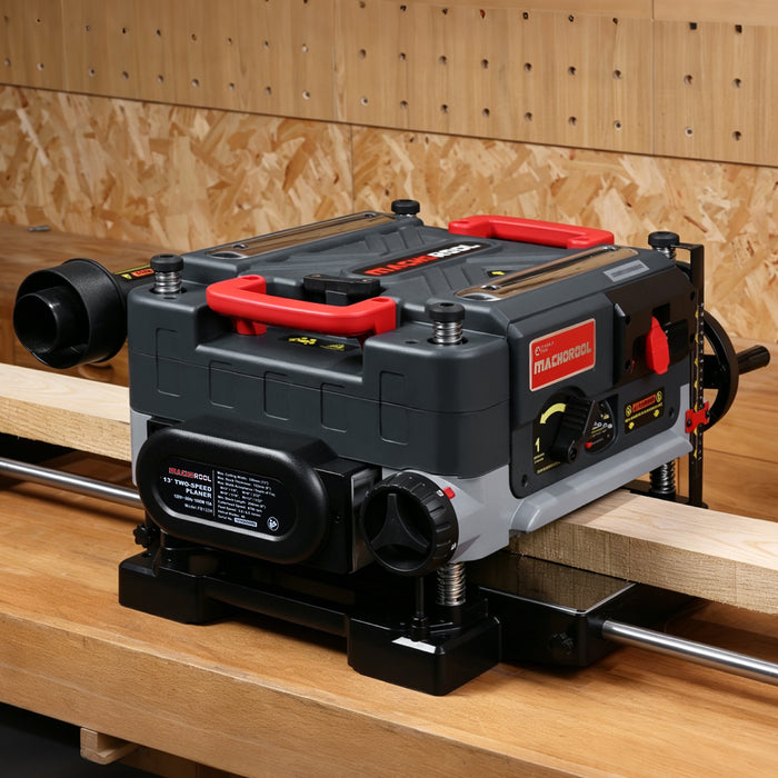 Machorool® FB132H 13" 2-Speed Thickness Planer with Helical Cutterhead - Findbuytool