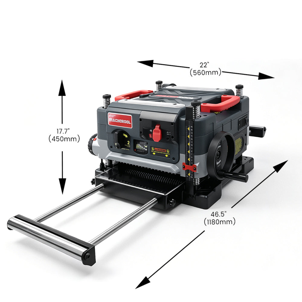 Machorool® FB132H 13" 2-Speed Thickness Planer with Helical Cutterhead - Findbuytool