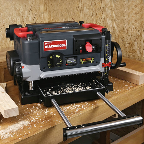 Machorool® FB132H 13" 2-Speed Thickness Planer with Helical Cutterhead - Findbuytool