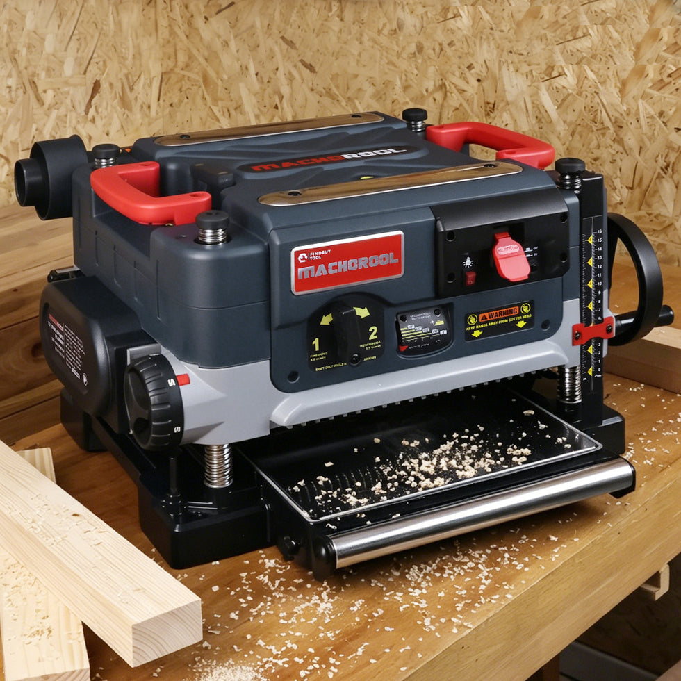 Machorool® FB132H 13" 2-Speed Thickness Planer with Helical Cutterhead - Findbuytool