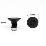 Black 4mm x 6mm screw with 8mm head, ideal for woodworking projects