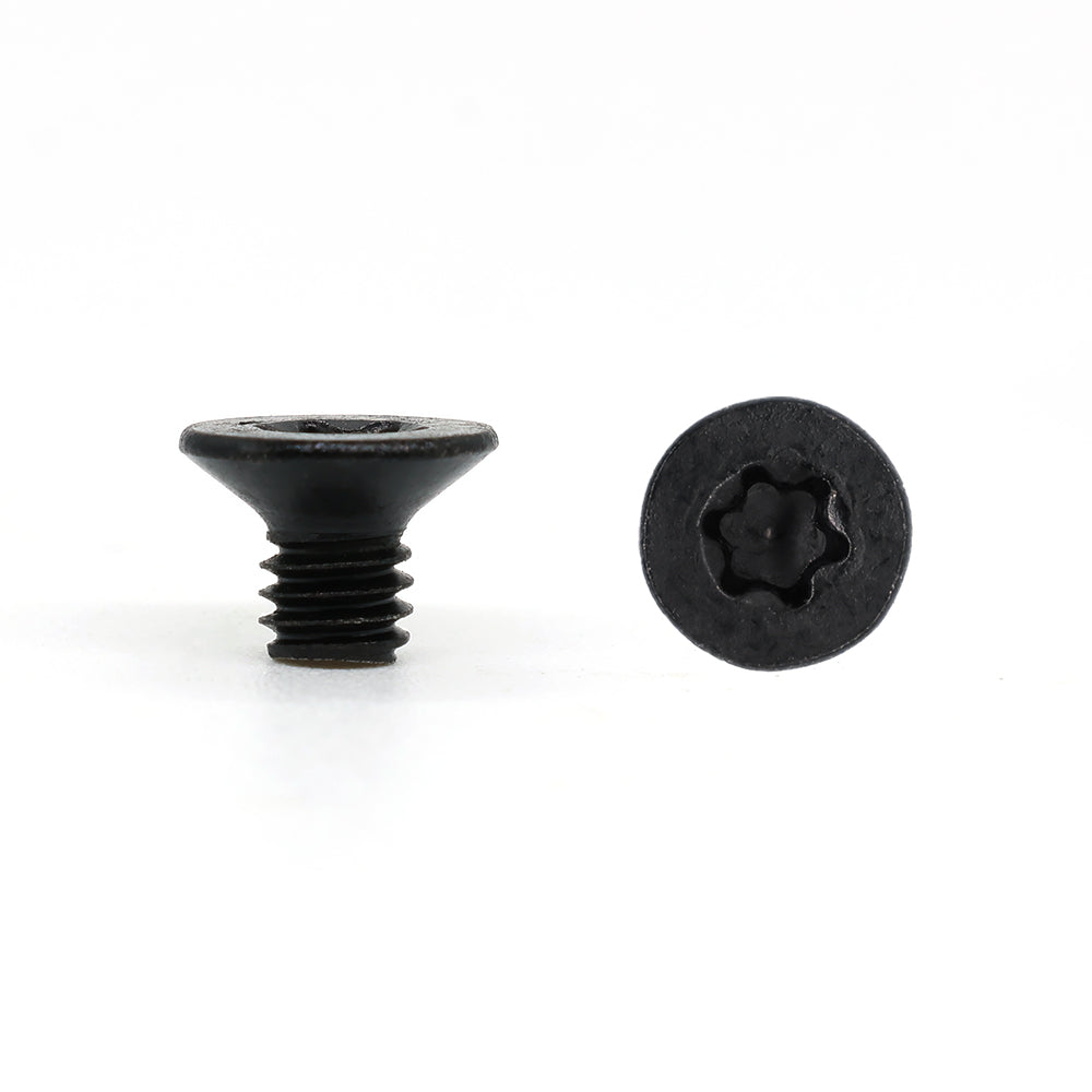 Black Torx screw with star drive head for woodworking projects