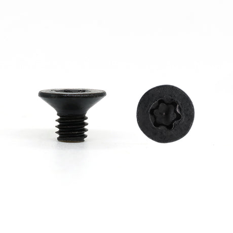 Black Torx screw with star drive head for woodworking projects