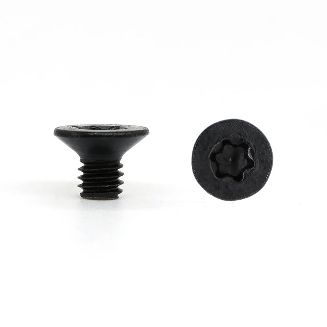 Black Torx screw with star drive head for woodworking projects