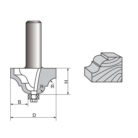 Double Roman Ogee Router Bit with Bearing