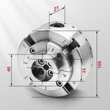 100 mm (4 inch) 4-Jaw Lathe Chuck with M33 x 3.5 Thread