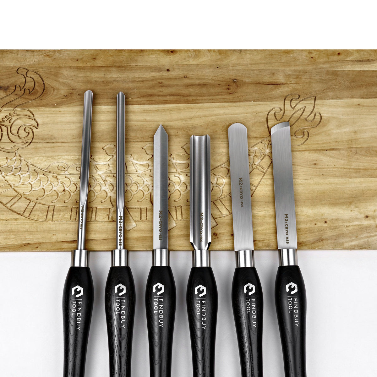 FindBuyTool M2 Cryo HSS 6 piece wood turning lathe chisel set for beginners