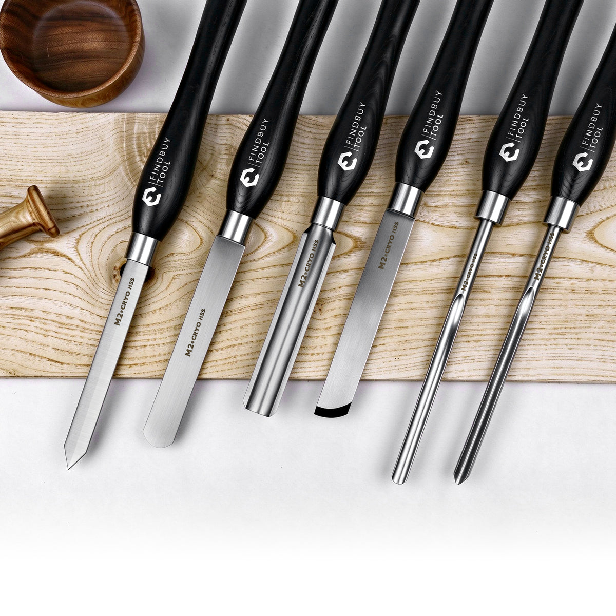 FindBuyTool M2 Cryo HSS 6 piece wood turning lathe chisel set for beginners