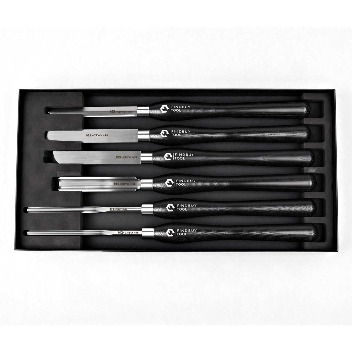 FindBuyTool M2 Cryo HSS 6 piece wood turning lathe chisel set for beginners