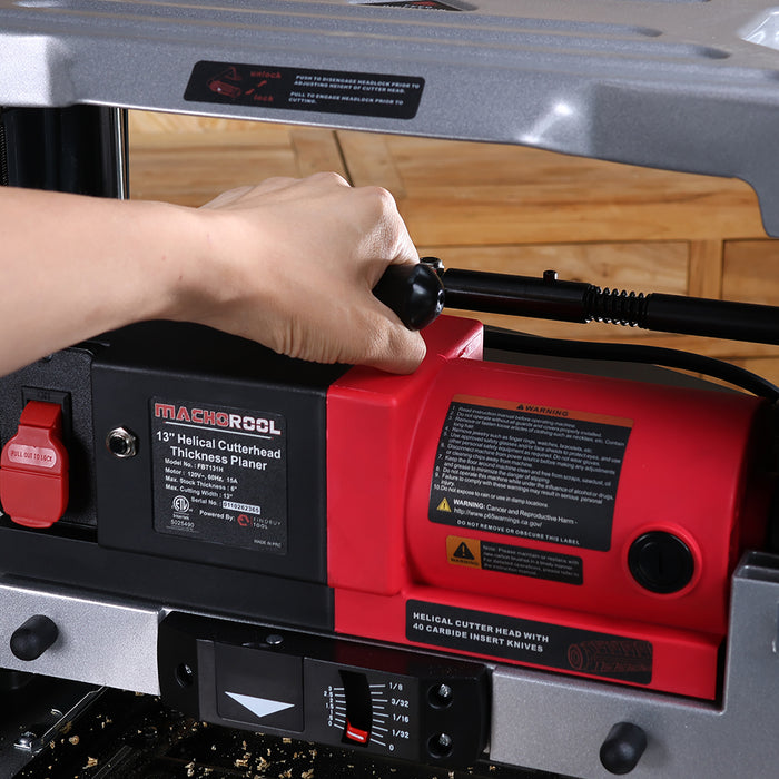 FindBuyTool Machorool® FB131H 13" Benchtop Wood Thickness Planer with Helical Cutterhead - FindBuyTool