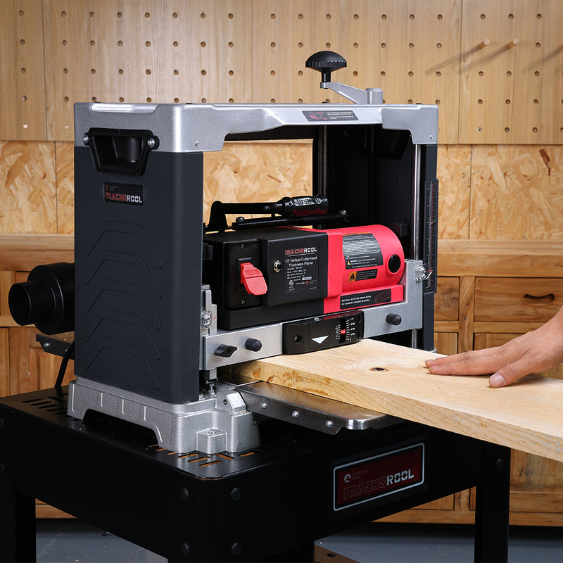FindBuyTool Machorool® FB131H 13" Benchtop Wood Thickness Planer with Helical Cutterhead - FindBuyTool