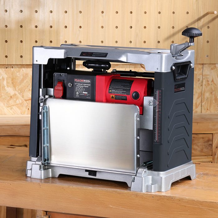 FindBuyTool Machorool® FB131H 13" Benchtop Wood Thickness Planer with Helical Cutterhead - FindBuyTool
